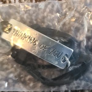 NIP Inspirational Bracelet- Black Suede Adjustable Band with Silver Plate